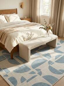 1pc Nordic Modern Cream Style Abstract Creative Geometric Pattern - Soft Faux Cashmere Area Rug, Bathroom, Kitchen, Entryway, Hallway, Bedside, Living Room, Bedroom, All Season Machine Washable Large Size Floor Mat, Aesthetic Home Decor - Multicolor - View 2