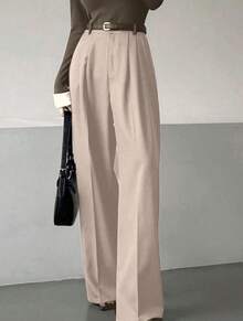 Classic And Versatile Suit Trousers With A Straight Cut And Wide Legs. - 銀色 - 查看 1