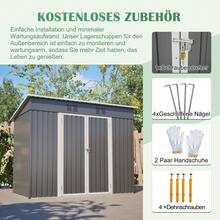 Storage Shed Metal Grey 242x126x182cm – Tool House With Lockable Door - Grey - View 7