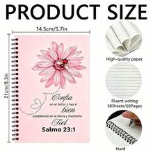 Spanish Bible Psalms Pink Flowers And Bees, 30 Sheets/60 Pages Lined Blank Notebook, Prayer Floral Bible Blank Journal - A5 - View 4