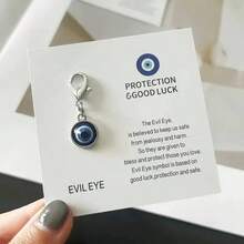 2pcs Fashion Lucky Eye Minimalist Pendant, Daily Matching Bag Charm, Keychain, Phone Strap, Couple Gift With Good Wishes And Lucky Card - Multicolor - View 6
