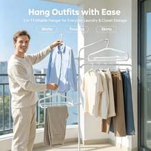 2-In-1 Multifunctional Folding Clothes Rack, Space-Saving Portable Garment Storage Organizer, Wardrobe Drying & Organizing Rack, Bedroom Closet Display Stand, Compact Design - Multicolor - View 4