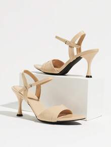 Women's Mirror Finish Single Strap Pointed Toe Slingback High Heel Sandals, Versatile For Spring/Summer Commute And Party Wear, Apricot Fashion Sandals - Apricot - View 6