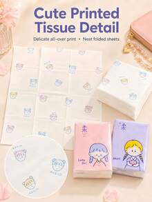 18 Packs/9 Packs Printed Soft Tissues, Cute Cartoon Pocket Tissues, Mini Portable Facial Tissues, Suitable For Travel, School, Office And Daily Use (Random Color Selection) - New C - View 5