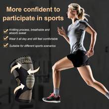 1pc/2pcs Copper Fiber Knee Support, Compression Knee Sleeve, Unisex, Suitable For Running, Meniscus Tear, ACL, Arthritis, Fitness Workout - Gold - View 3