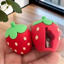 1pc/2pcs/4pcs Cute Strawberry Shaped Pencil Sharpener, Kawaii Style Colorful Pencil Sharpener, Compact Handheld Pencil Sharpener, Fruit Shaped Manual Pencil Sharpener, Office Home School Supplies Accessory - Strawberry 4-pack - View 7