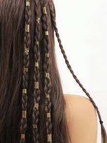 80/40/1pc Random Style Gold/Silver Tone Hair Rings Set, Vintage Metal Hair Accessories For Women, Boho Y2K Dreadlock Jewelry For Party, Halloween & Beach Holiday - Multicolor - View 2