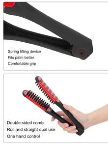 Styling Bristle Brush - Double Sided Hair Straightener Comb - Flat Iron Straightening Brush Comb For Smoothing And Styling Thick Curly Tangles Gently Remove - Multicolor - View 5