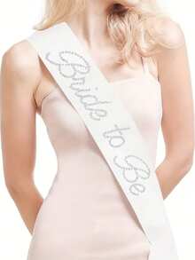 1pc Rhinestone Bride-To-Be Sash, Bridal Shower Party Bachelorette Photo Prop - White - View 11