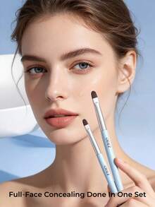 OEIEZ Soft Synthetic Fiber Concealer Brush Set, Mini Precision Face Makeup Brushes For Under Eye And Spot Concealing, Beginner-Friendly Makeup Tool - Baby Blue - View 10