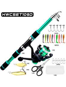 Telescopic Carbon Fiber Fishing Rod And Spinning Reel Set, Complete Portable Lightweight Fishing Tackle Kit With Fishing Line, Hooks And Bait, Suitable For Beginners Freshwater And Saltwater Outdoor Fishing - Multicolor - View 17