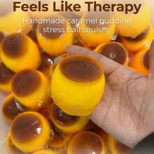 Cute Handmade Squeeze Ball Set, Caramel Pudding Shape With Crunchy Squeaky Block Design, Daily Stress Relief Toy, Ideal Travel Toy And Surprise Gift For Teenagers - Multicolor - View 5