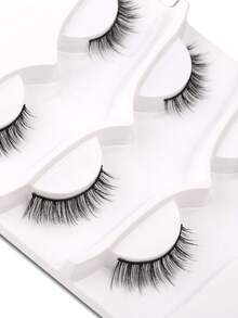 Himirell 3 Pairs Short Natural False Eyelashes, Suitable For Daily, School, Party, Holiday And Other Makeup Occasions - Black - View 5