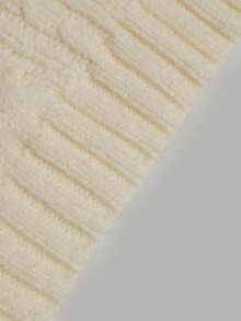 Nicenter Women's Round Neck Raglan Short Sleeve Cable Knit Sweater, Wool Blend, Fall Winter Clothes, Casual Elegant Fall Outfit For Women, Daily Commute Office - Apricot - View 5