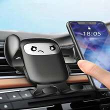1pc Creative Cute Expression Gravity Phone Holder, Car Phone Holder, Car Air Vent Clip Phone Holder - Black - View 1