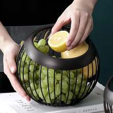Cesta de hierro para almacenamiento de frutas, escurridor, recipientes para huevos y verduras, cesta nórdica para aperitivos, dulces y frutas, organizador de almacenamiento para el hogar y la cocina. - Blanco - Ver 5