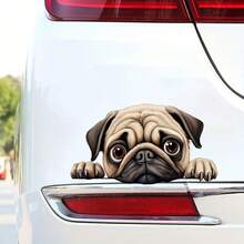 Cute Cartoon Dog Car Stickers, Vinyl Decals For Glass, Metal, Plastic And Ceramic Surfaces, Glossy Finish. Fun And Creative Motorcycle Accessories, Self-Adhesive Animal Theme - 1pc - View 2