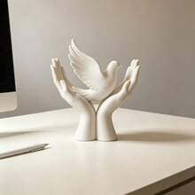 1pc Mini Peace Hand Statue Decor, Decorative Craft, Warm Home Decor, Suitable For Easter, Valentine's Day, Christmas, Halloween, And Decorating Study And Desk. This Is A Perfect Gift For Friends, Suitable For Party And Holiday Decoration. - White - View 13