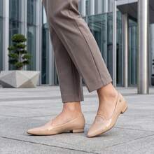 Women's Vizzano Flat Shoe With Low Block Heel, Pointed Toe, Comfortable And Original - 米色清漆 - 查看 4