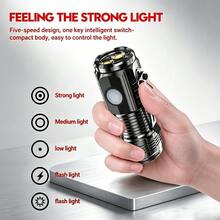 5PCS Mini LED Flashlight Rechargeable USB Camping Lantern Portable Outdoor Light For Hiking Exploring Emergency Use - Flashlight - View 1
