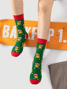1/3/6 par herrstrumpor med kreativt citronmönster, moderiktiga, bekväma och andningsbara, långa strumpor till mitten av vaden, roliga crazy happy socks, present - Multifärgad - Visa 6
