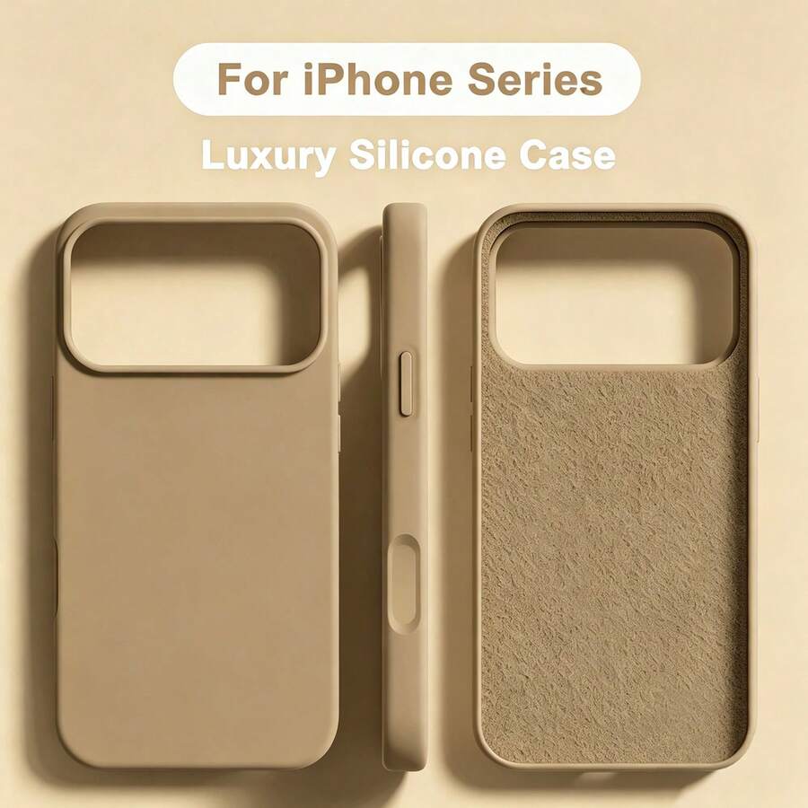 Compatible With IPhone 18 Pro Max 18 Pro 17 Pro 17 Pro Max 17 Case Liquid Silicone 3 Layers Full Covered Soft Gel Rubber Phone Case,Fresh Summer Color Palette,Shockproof Protective Case With Anti-Scratch Microfiber Lining Compatible With Iphone 13 11 16 Pro Max 15 14 Plus 12 Mini XS Max 7 8 Plus - Khaki - View 1