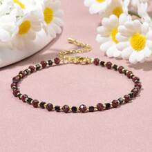 1pc Bohemian Style Mixed Natural Stone Bracelet With Amazonite, Amethyst, Garnet, Black Spinel, Adjustable, Multi-Color Cute Fashion Versatile Layering Jewelry For Women Daily Wear And Vacation - Multicolor - View 13