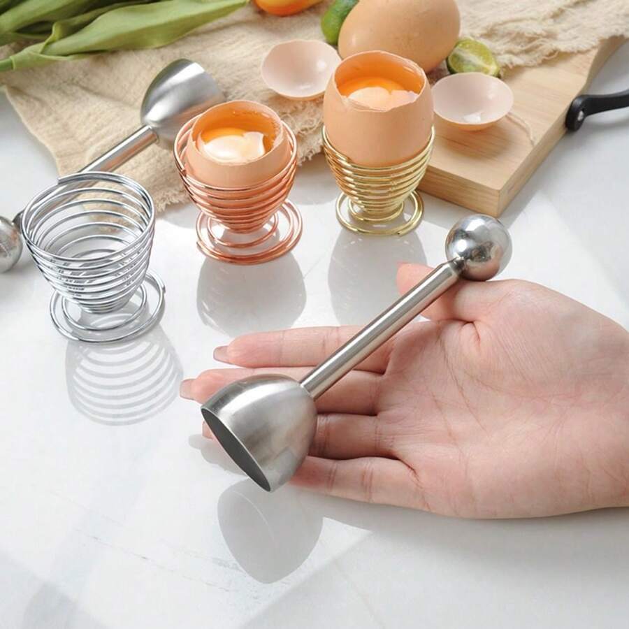 Stainless Steel Egg Topper Cutter, Multifunctional Egg Shell Opener Knocker, Kitchen Gadget For Egg Cracker And Separator - Multicolor - View 1