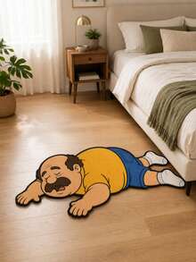 1pc Funny Cartoon Sleeping Man Shaped Rug, Humorous Nap Uncle Creative Floor Mat, Soft Plush Decorative Carpet, Suitable For Bedroom Living Room Dormitory Indoor Use, Fun Housewarming Birthday Gift Room Decor Home Decoration - Multicolor - View 5