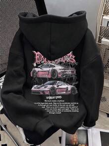 Pakaian Perjalanan Bandara Musim Gugur Terbaru untuk Wanita: Kaos Sweatshirt Hitam dengan Slogan Balap - Hitam - View 1