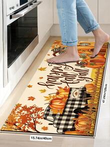 1/2pcs Thanksgiving Pumpkin Truck Pattern, Vintage Diatomaceous Earth Mat, Super Absorbent, Non-Slip, Perfect For Bathroom, Kitchen And Dining Room, Quick Dry, Machine Washable, Perfect Gift For Home Decor And Bathroom Mat. - Multicolor - View 12