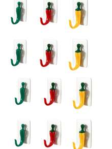 6pcs Creative Chili Pepper Kitchen Hooks, Self-Adhesive No-Drill Design, Strong Load-Bearing, Chili Shape, Suitable For Multiple Scenes, Can Hang Plastic Bags, Towels, Cleaning Cloths, Keychains And Other Daily Items - View 13
