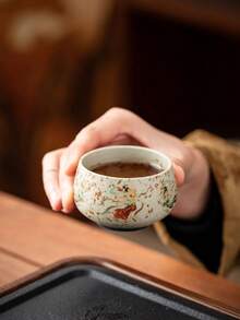 2pcs/1pc Vintage Ceramic Cup, Dunhuang Flying Apsaras Red Tea Cup, Ceramic Vintage Arhat Master Cup, Personal Tea Cup, Water Cup, Gift Cup, Suitable For Home Use, Gift, Party - Multicolor - View 7