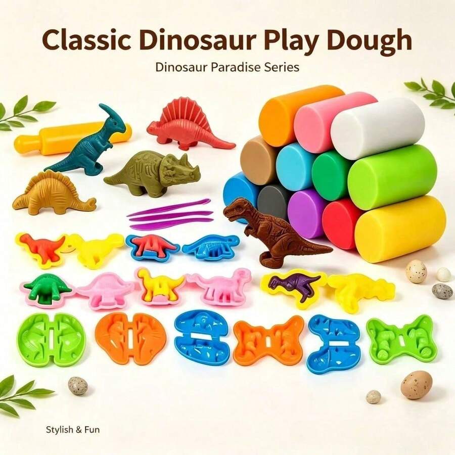 Children's Dinosaur Clay Set, Modeling Clay With Multiple Dinosaur ...