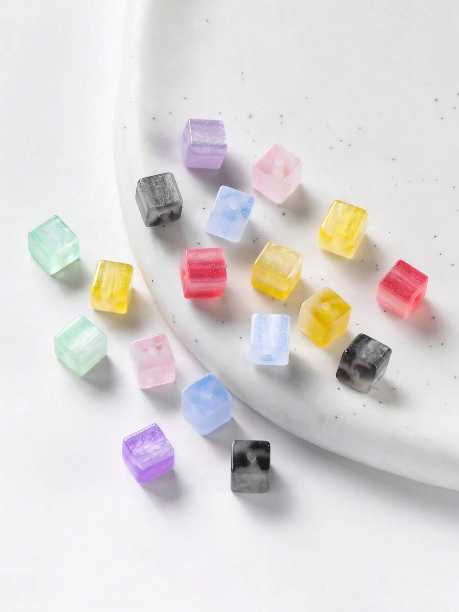 20顆 8mm UV感光變色樹脂方形珠 高透明細閃漸層珠 DIY串珠材料 - 光變方塊珠 - 查看 1