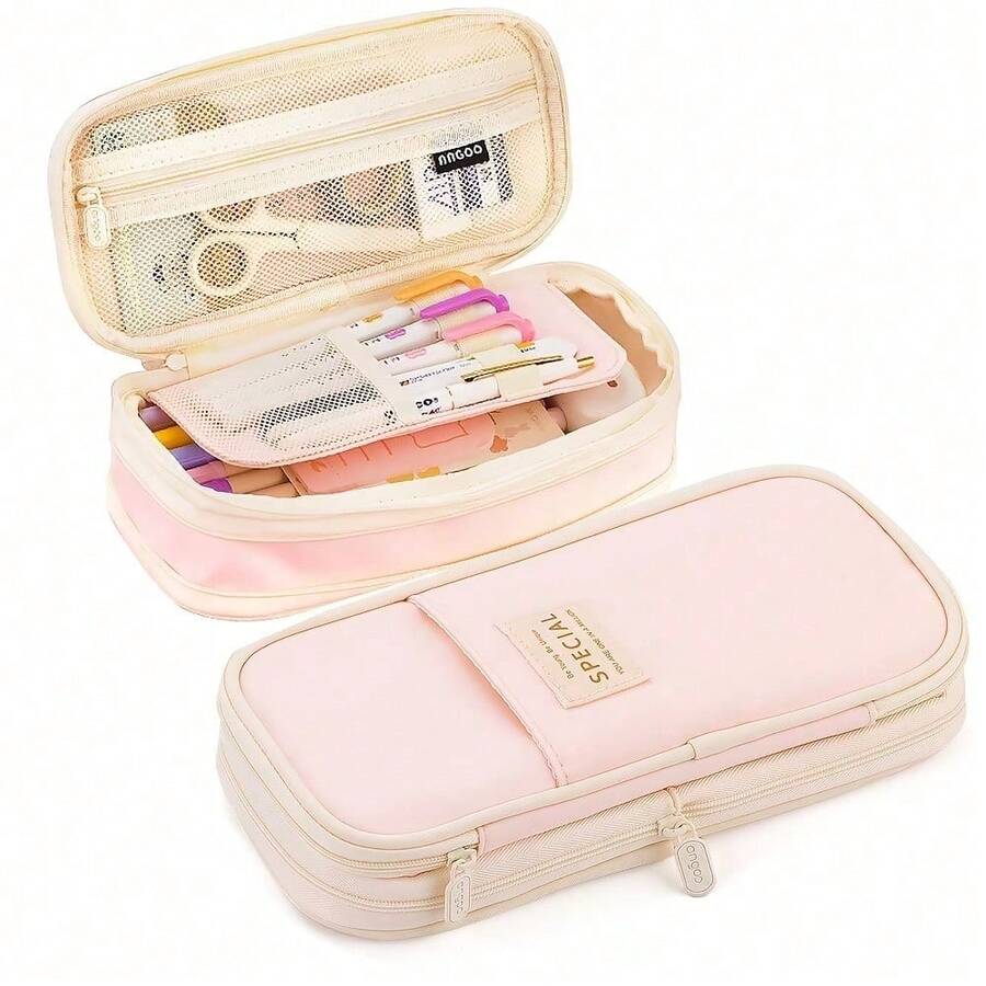 1/3pcs DIY Large Opening Pen Holder & Makeup Brush Storage Box, Cute Large Capacity Pen Cup, American Retro Style Desktop Storage Bucket, Suitable For Students, Home Office, Valentine's Day, Perfect Gift For Lover Or Partner (Random Style) - Multicolor - View 1
