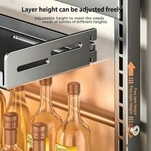 Spices Organizer Rack, 2/3 Tier Adjustable Carbon Steel Spice Rack With Knife & Spoon & Cutting Board Holder, Extra Wide Thickened Countertop Storage Shelf, Height Adjustable Space Saving Kitchen Organizer For Spice Jars Oil Bottles Cookware - Grey - View 10
