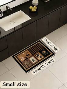 1 Pc Brown Fawn Pattern Kitchen Mat, 3.5 Mm Soft Rubber That Absorbs Water And Is Easy To Clean. Suitable For Corridors, Bathrooms, Living Rooms, Outdoor Door Mats, And Toilets. Useable Throughout The Year And For Various Holidays. - Multicolor - View 14