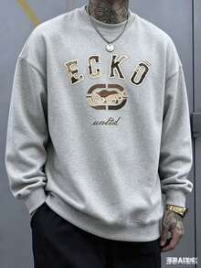 The Iconic ECKO Unltd Graphic Features A Bold Rhino Emblem With Urban Camouflage Lettering Symbolizing Strength Individuality Urban Culture   300g - 灰色5 - 查看 2