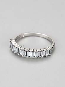 1pc 925 Sterling Silver Fashion Emerald Cut Rectangle 5A CZ Rings For Women Luxury Wedding Engagement Fine Jewelry - Silver - View 5
