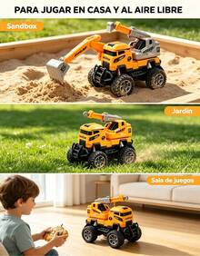 Vehículo RC para Obras Públicas, Camión Amarillo con Brazos Intercambiables, Ruedas Todoterreno Grandes, Juguete para Niños Mayores de 3 Años, Entrega Aleatoria 1 Pieza - 1 - Ver 5