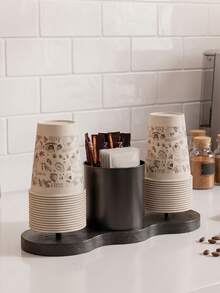 Desktop Disposable Cup Holder, Arranges Disposable Cups, Sugar Sticks And Tea Bags In One Place, Reduces Counter Clutter, Save Countertop Space,Ideal For Home Kitchen, Coffee Corner, Office, Dorm, Small Apartment And Commercial Beverage Counter. - Multicolor - View 7