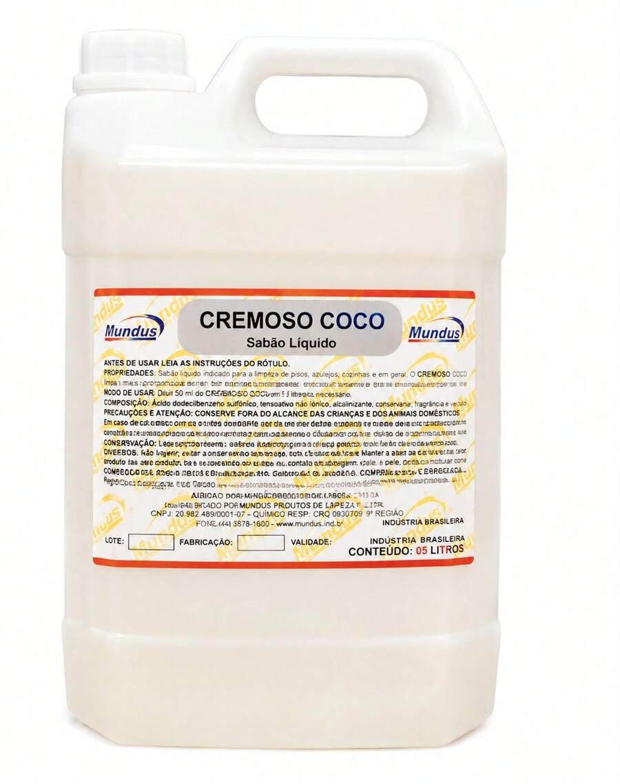 Sabão Líquido de Coco Mundus 5L – Lava Roupas Profissional Alto Rendimento