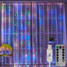 1pc Curtain Light, LED Fairy Lights With Remote Control, 8 Modes, USB Powered, Suitable For Bedroom Window Indoor String Lights, Christmas, Party, Wedding, Holiday Lighting Decoration - USB Curtain Light - View 17