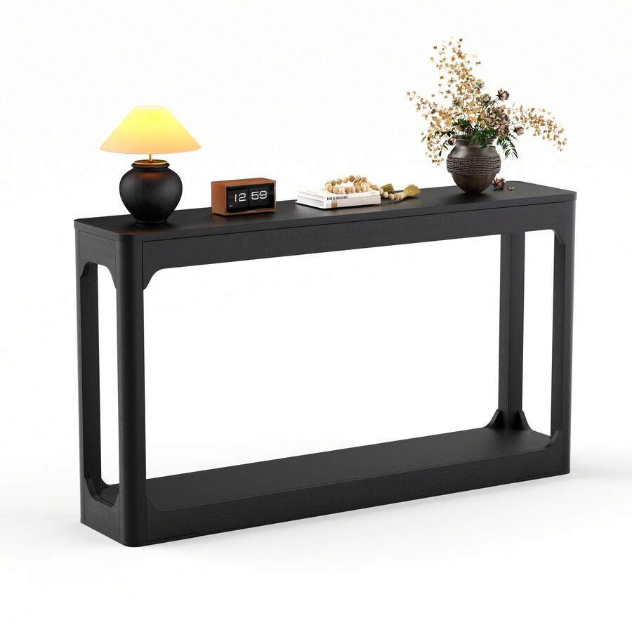 Coffee Table Black 140cm - Side Table With Storage Space - 黑色 - 查看 1