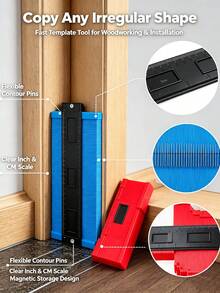 1pc 10-Inch Lockable Contour Gauge, Durable ABS Plastic Shape Duplicator Tool, Precise Inch And Centimeter Scale Profile Copy Ruler, Practical Asymmetrical Shape Measurement Template For Woodworking, Tile, Flooring DIY Construction, Free Marker Pen - Durable Version - View 5