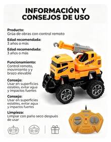 Vehículo RC para Obras Públicas, Camión Amarillo con Brazos Intercambiables, Ruedas Todoterreno Grandes, Juguete para Niños Mayores de 3 Años, Entrega Aleatoria 1 Pieza - 1 - Ver 11
