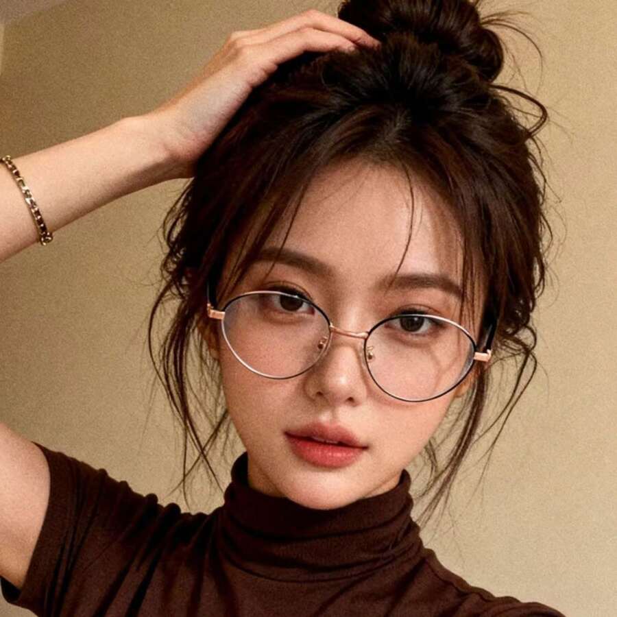 1 Pair Vintage Exquisite Y2K Style Women's Cat Eye Non-Prescription Computer Glasses, PC Lenses, Anti-Fatigue, Metal Frame, Decorative Casual Eyewear - Multicolor - View 1