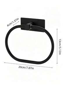 1pc Towel Ring Holder, Suitable For Bathroom, Kitchen, Apartment And Rental Space. Strong Self-Adhesive, No Drilling Wall Mount Installation, 180° Rotation, Easy Installation, Multiple Colors Available. Multi-Functional Bathroom Storage Solution - Multicolor - View 5