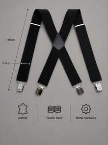 Elastic 5cm Suspenders For Men - Black - View 5